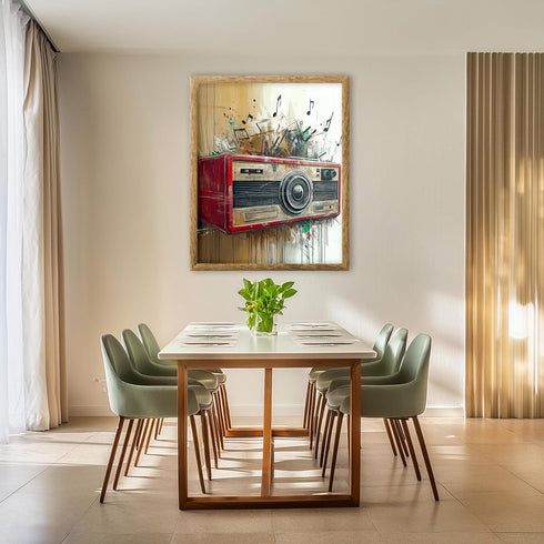 Posterizer-rustic modern art of classic boombox playing music -2-Musical Art Collection-Retro Art-Living Room Bedroom Decor- unframed wall art...